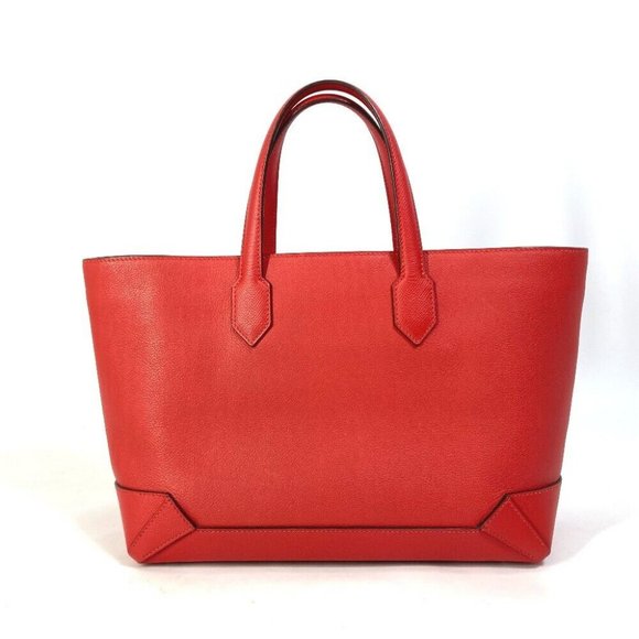 Auth HERMES maxi box cover 30 Hand Bag Tote Bag Evercolor / Epsom Red - Picture 2 of 14